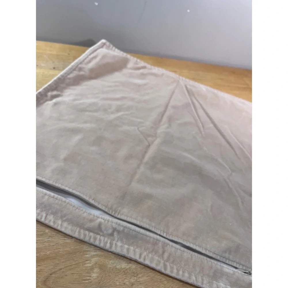 Pottery Barn Tan Velvet 20x20 Square Pillow Cover Hidden Zipper Beige Vtg Style